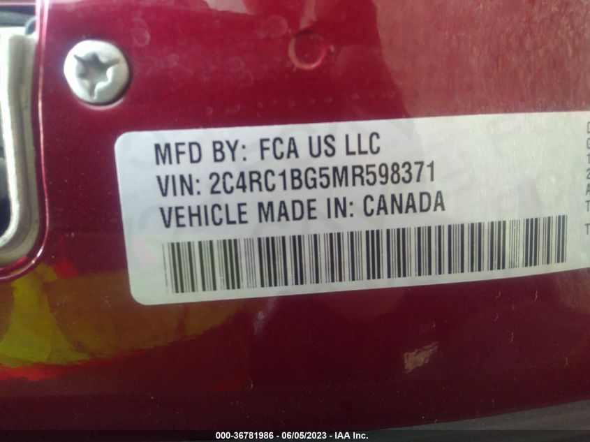 2021 CHRYSLER PACIFICA TOURING L - 2C4RC1BG5MR598371