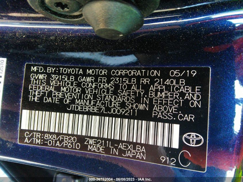 JTDEBRBE7LJ009211 Toyota Corolla HYBRID LE 9