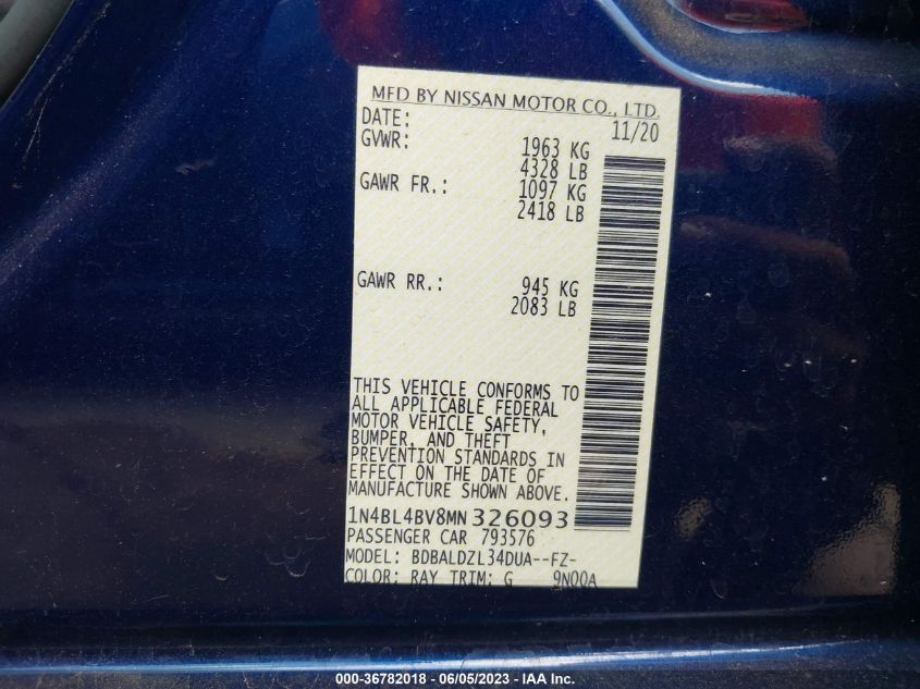 2021 NISSAN ALTIMA 2.5 S - 1N4BL4BV8MN326093