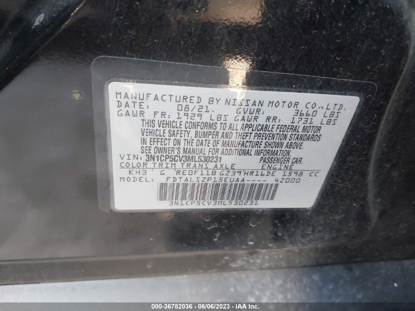 2021 NISSAN KICKS SV - 3N1CP5CV3ML530231