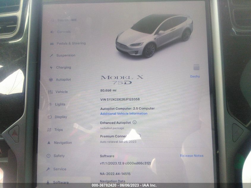 2018 TESLA MODEL X 75D/100D/P100D - 5YJXCDE26JF123358
