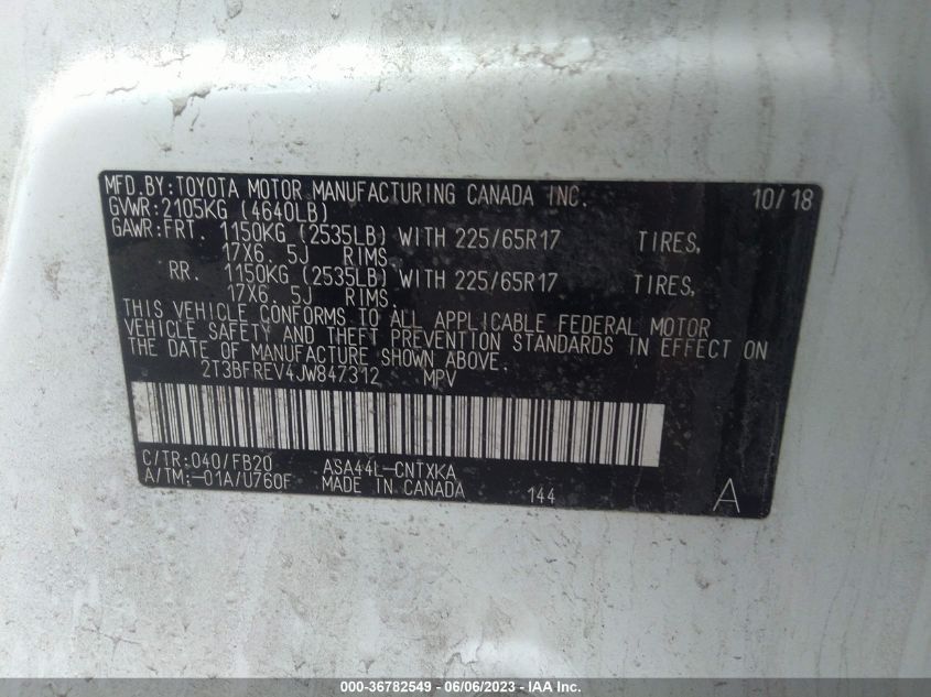 2018 TOYOTA RAV4 LE - 2T3BFREV4JW847312