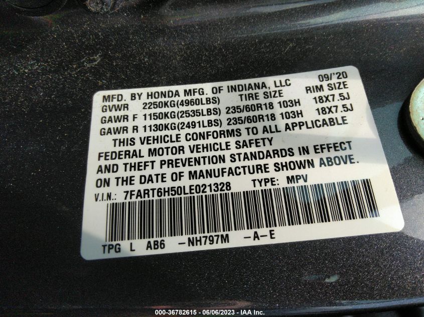 2020 HONDA CR-V HYBRID EX - 7FART6H50LE021328