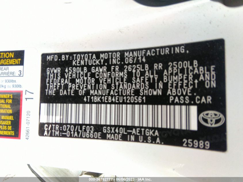 2014 TOYOTA AVALON LIMITED - 4T1BK1EB4EU120561