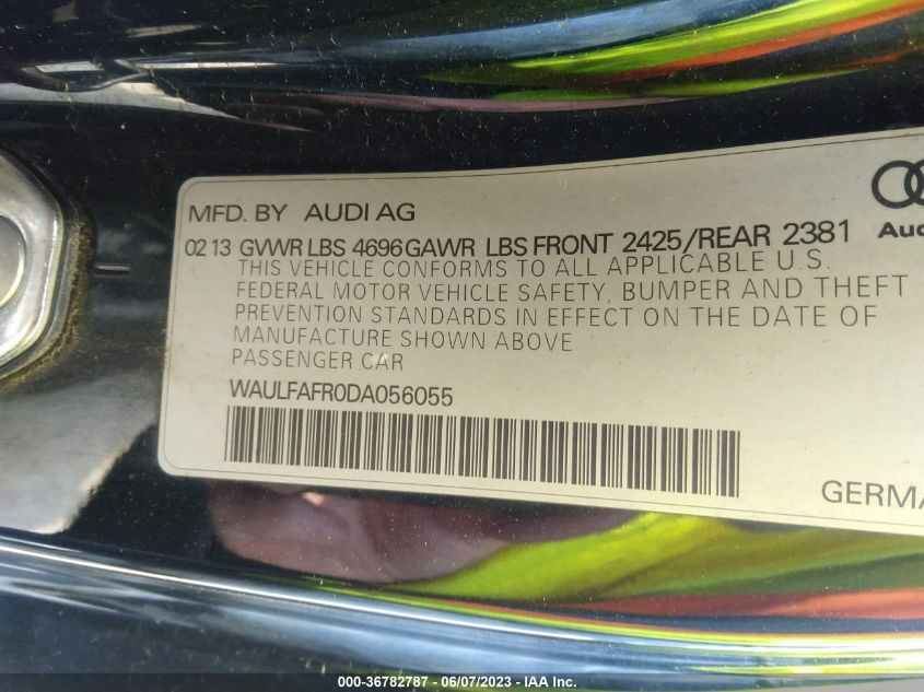 2013 AUDI A5 PREMIUM PLUS - WAULFAFR0DA056055