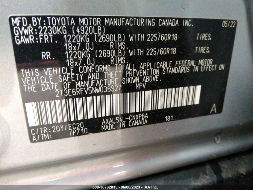 2022 TOYOTA RAV4 HYBRID XSE - 2T3E6RFV5NW036927