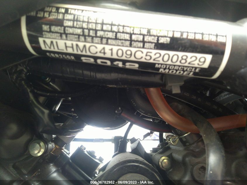 2012 HONDA CBR250 R - MLHMC4109C5200829