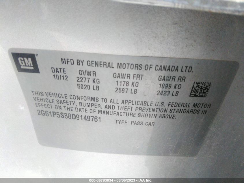 2013 CADILLAC XTS LUXURY - 2G61P5S38D9149761