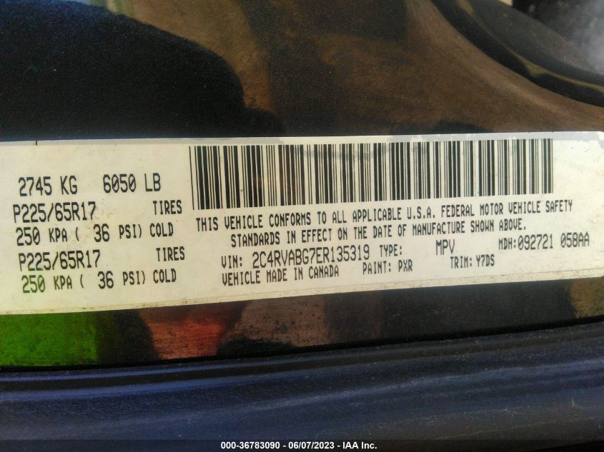 2014 VOLKSWAGEN ROUTAN SE W/RSE & NAVIGATION 2C4RVABG7ER135319