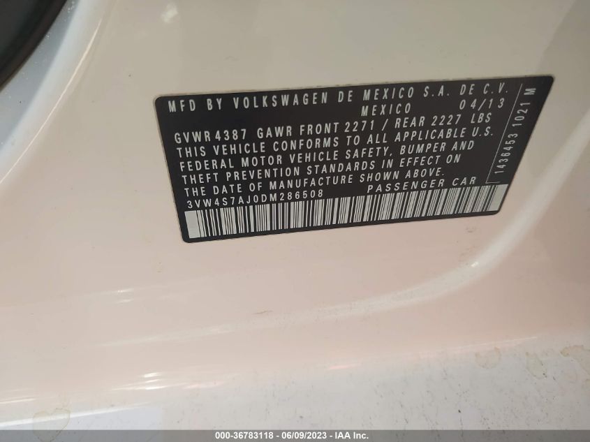 2013 VOLKSWAGEN GLI AUTOBAHN 3VW4S7AJ0DM286508