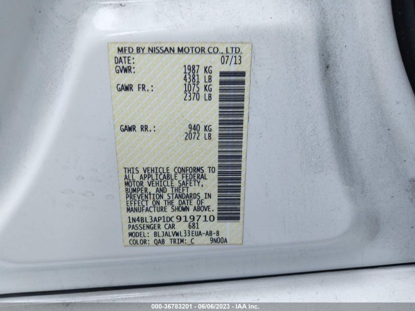 2013 NISSAN ALTIMA 3.5 SL - 1N4BL3AP1DC919710