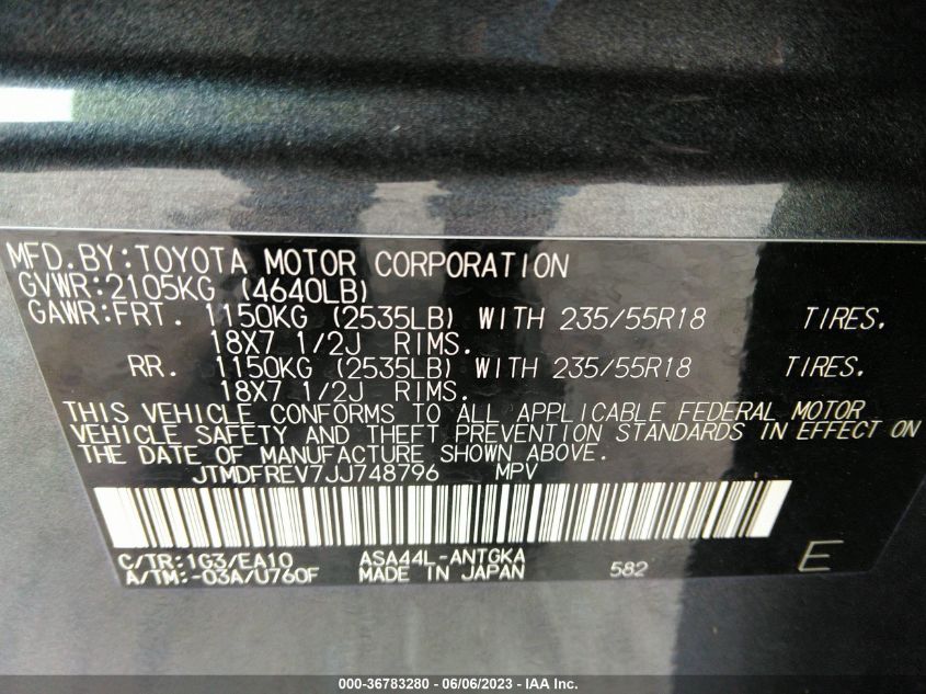 2018 TOYOTA RAV4 LIMITED - JTMDFREV7JJ748796