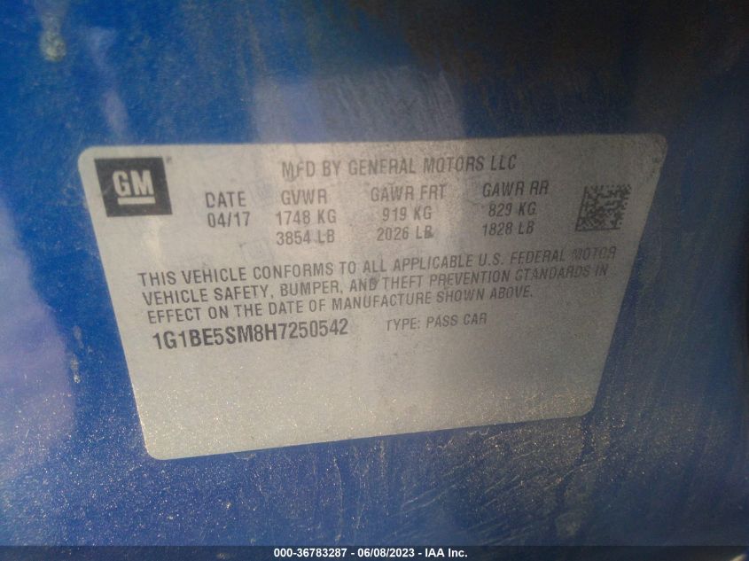2017 CHEVROLET CRUZE LT - 1G1BE5SM8H7250542