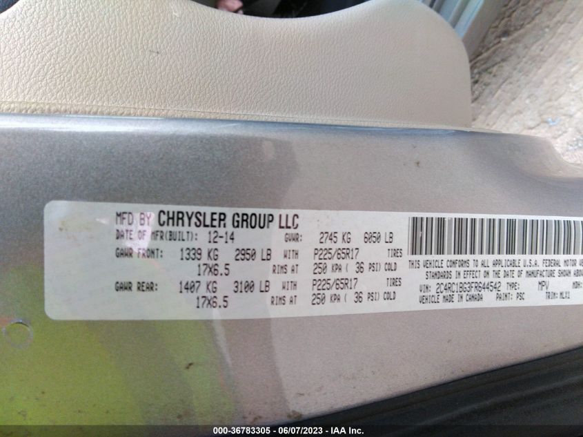 2015 CHRYSLER TOWN & COUNTRY TOURING - 2C4RC1BG3FR644542