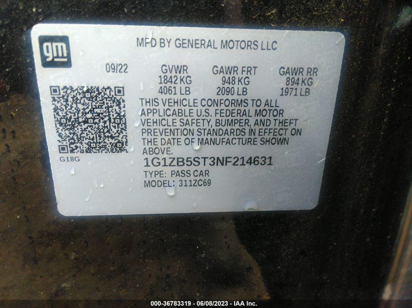 2022 CHEVROLET MALIBU - 1G1ZB5SC3NF214631