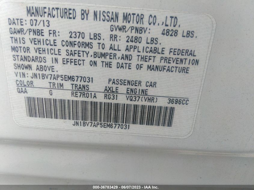 2014 INFINITI Q50 PREMIUM - JN1BV7AP5EM677031
