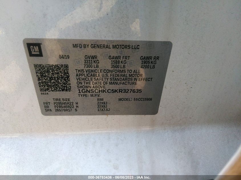 2019 CHEVROLET SUBURBAN LT - 1GNSCHKC5KR327635