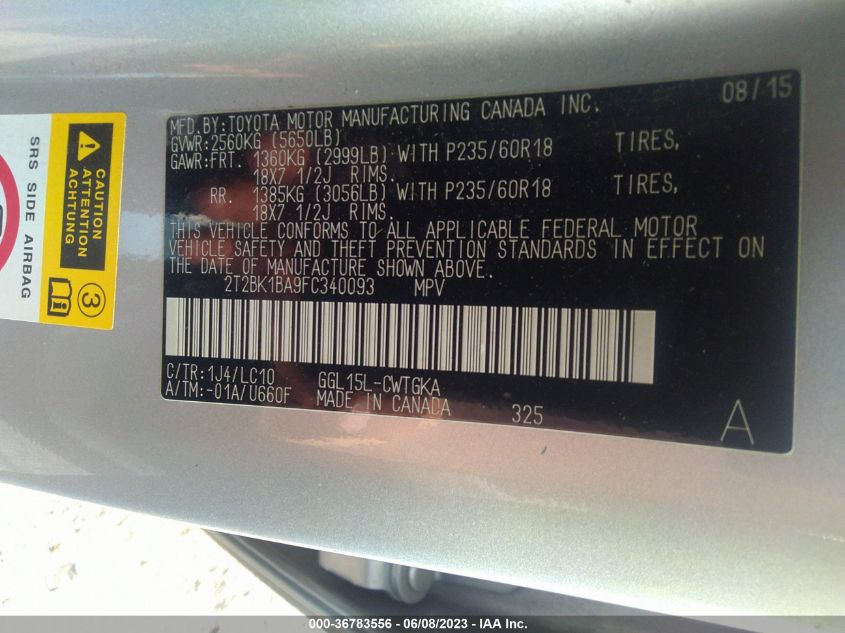 2015 LEXUS RX 350 - 2T2BK1BA9FC340093