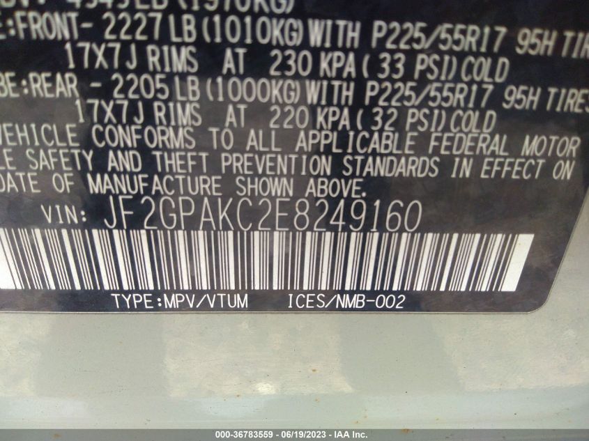 2014 SUBARU XV CROSSTREK LIMITED - JF2GPAKC2E8249160