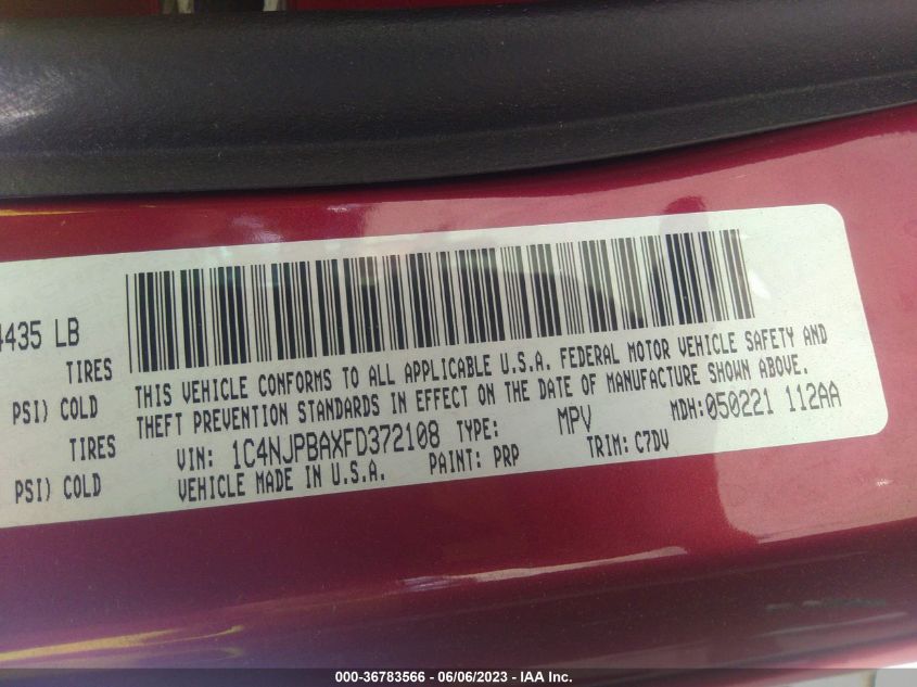 2015 JEEP PATRIOT SPORT - 1C4NJPBAXFD372108