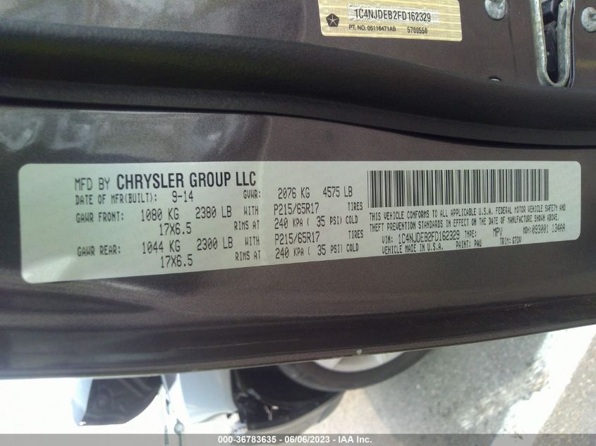2015 JEEP COMPASS LATITUDE - 1C4NJDEB2FD162329