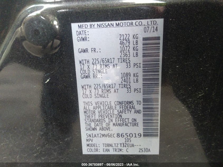 2014 NISSAN ROGUE SV - 5N1AT2MV6EC865019