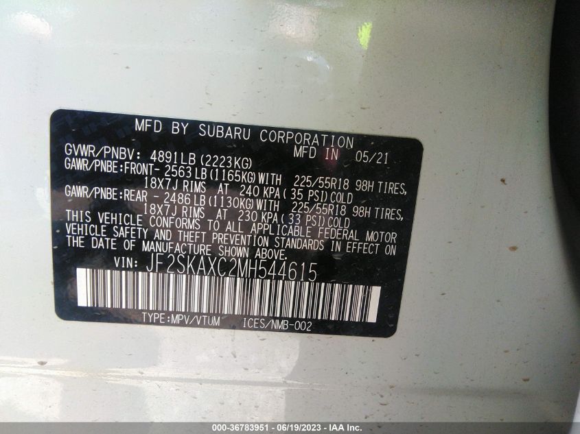 2021 SUBARU FORESTER TOURING - JF2SKAXC2MH544615