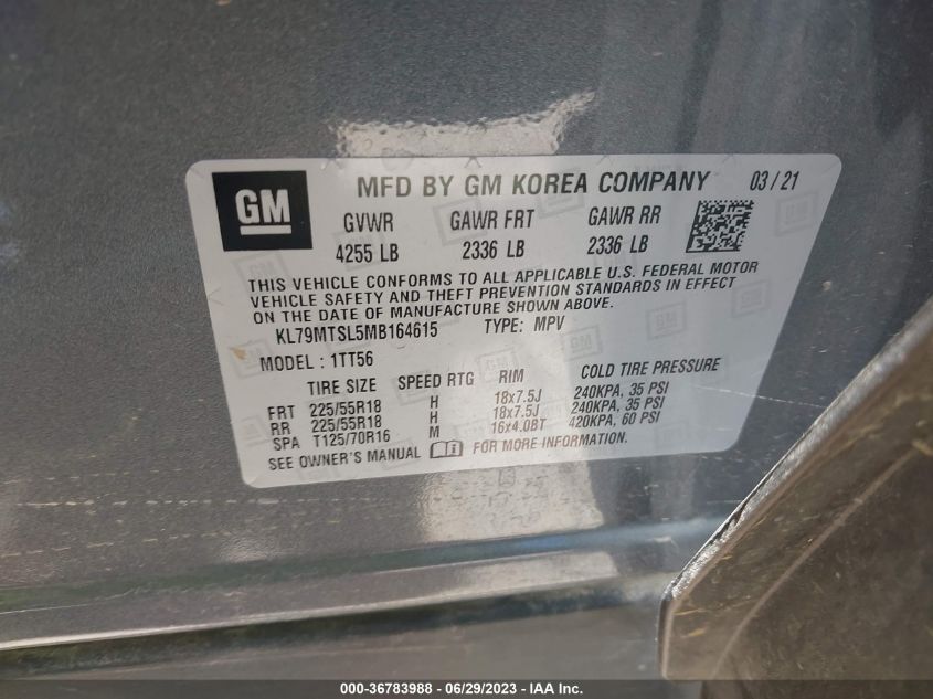2021 CHEVROLET TRAILBLAZER RS - KL79MTSL5MB164615