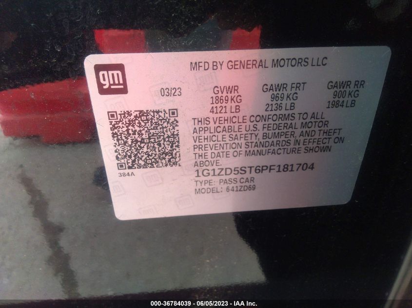 2023 CHEVROLET MALIBU LT - 1G1ZD5ST6PF181704
