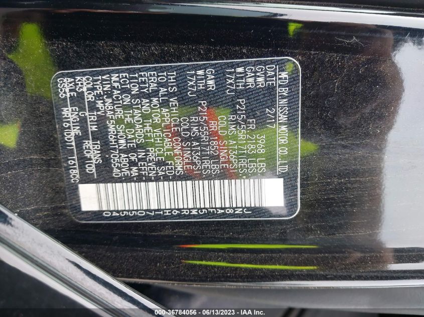 2017 NISSAN JUKE S - JN8AF5MR6HT705540