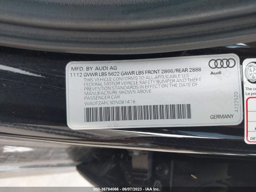 2013 AUDI S6 PRESTIGE - WAUF2AFC3DN081416