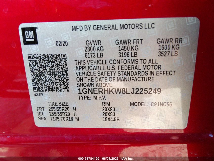 2020 CHEVROLET TRAVERSE LT - 1GNERHAW8LJ225249