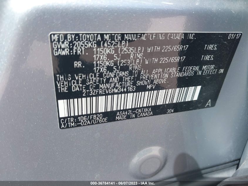 2017 TOYOTA RAV4 LE - 2T3ZFREV6HW344163