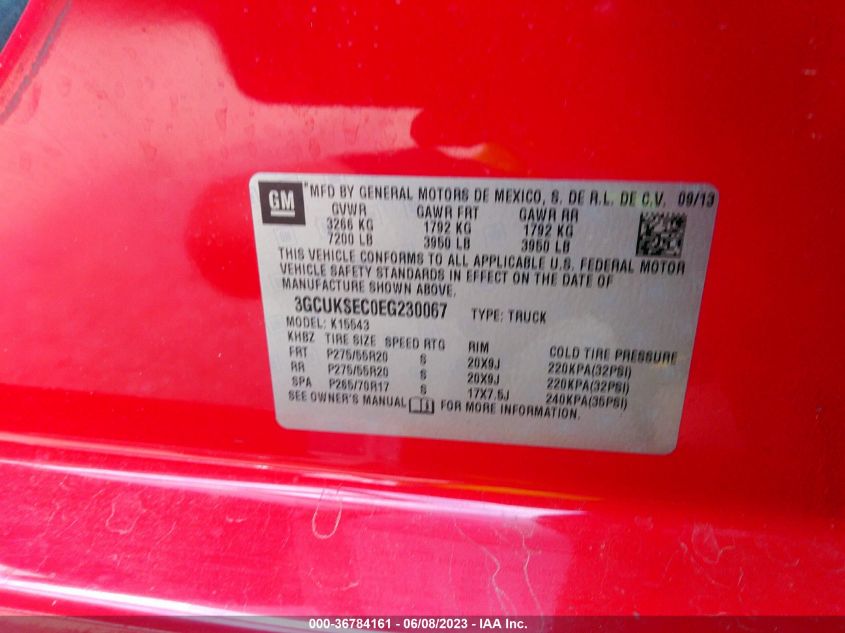 2014 CHEVROLET SILVERADO 1500 LTZ - 3GCUKSEC0EG230067