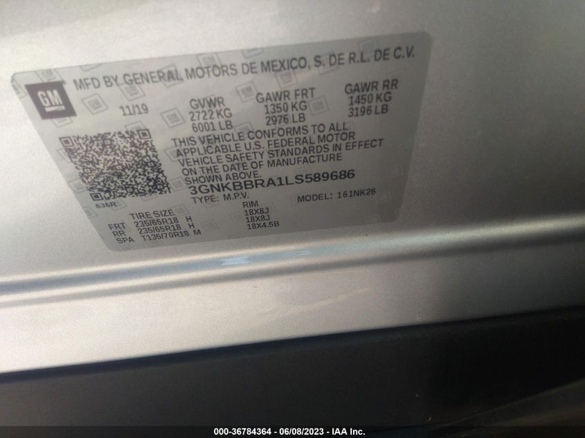 2020 CHEVROLET BLAZER 1LT - 3GNKBBRA6LS189686