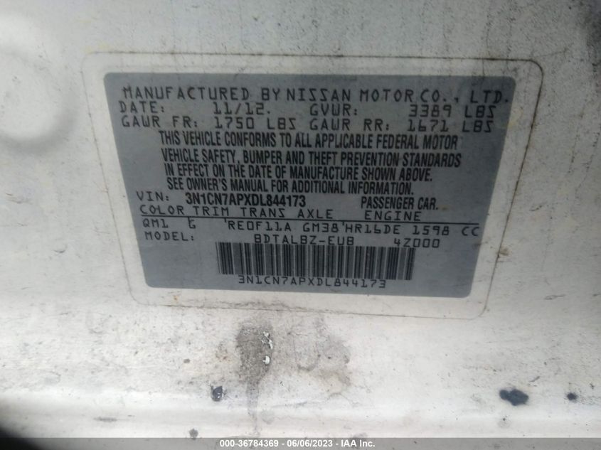 2013 NISSAN VERSA SV - 3N1CN7APXDL844173