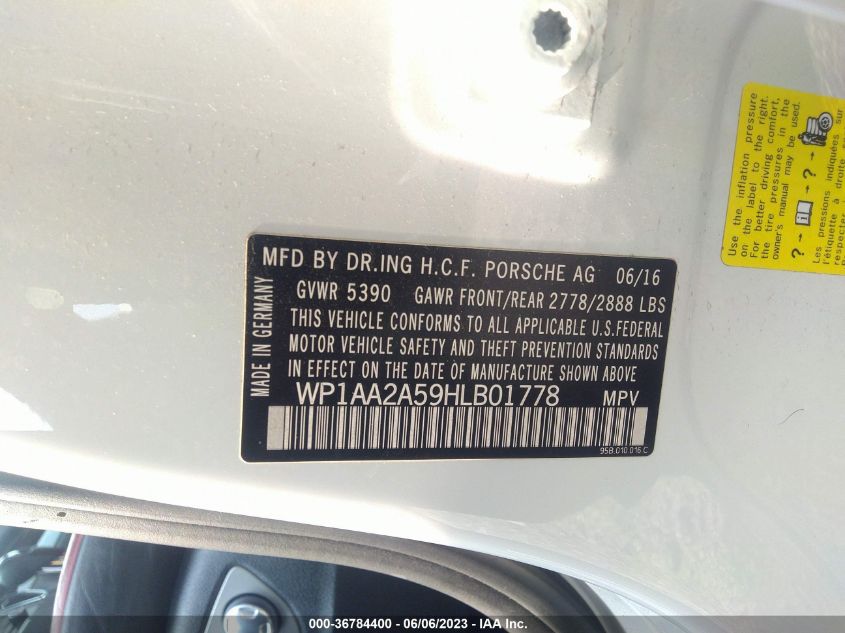 2017 PORSCHE MACAN - WP1AA2A59HLB01778