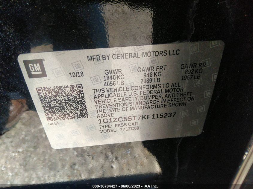 2019 CHEVROLET MALIBU LS - 1G1ZC5ST7KF115237