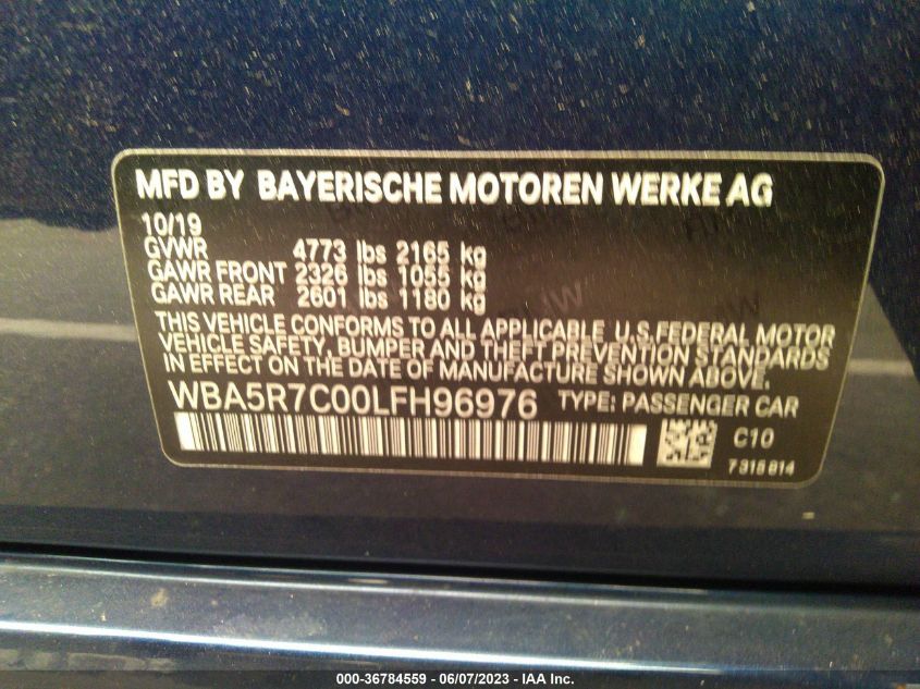 2020 BMW 3 SERIES 330I XDRIVE - WBA5R7C00LFH96976