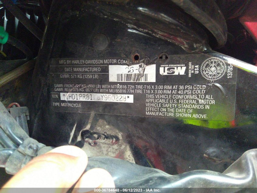 2008 HARLEY-DAVIDSON FLHTCUSE3 1HD1PR81X8Y960228