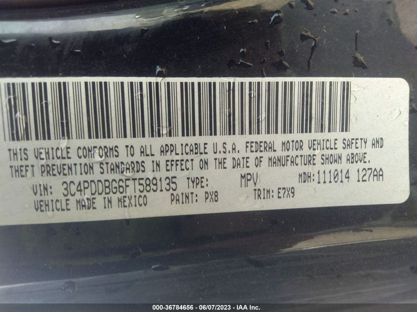 2015 DODGE JOURNEY SXT - 3C4PDDBG6FT589135