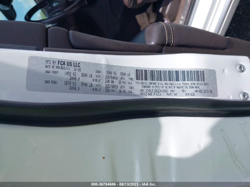 2016 JEEP GRAND CHEROKEE SUMMIT - 1C4RJFJG6GC419241