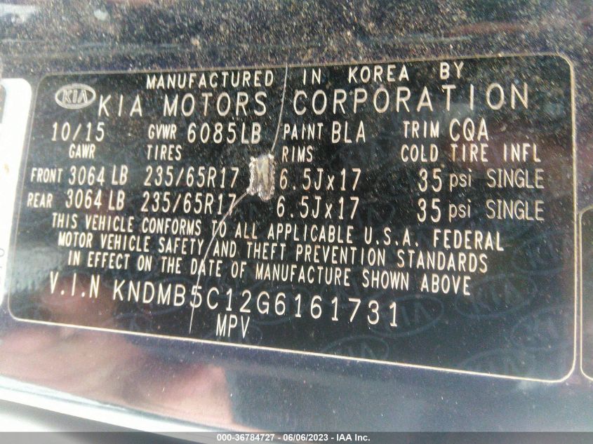2016 KIA SEDONA LX - KNDMB5C12G6161731