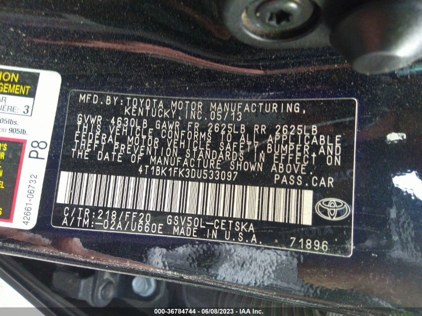 2013 TOYOTA CAMRY SE/XLE - 4T1BK1FK3DU533097