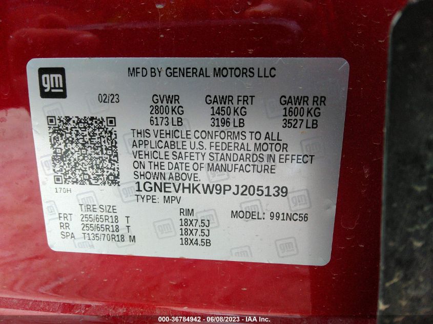 2023 CHEVROLET TRAVERSE LT - 1GNEVHKW9PJ205139