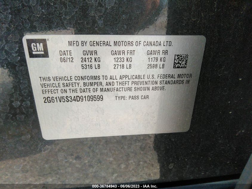 2013 CADILLAC XTS PLATINUM - 2G61V5S34D9109599