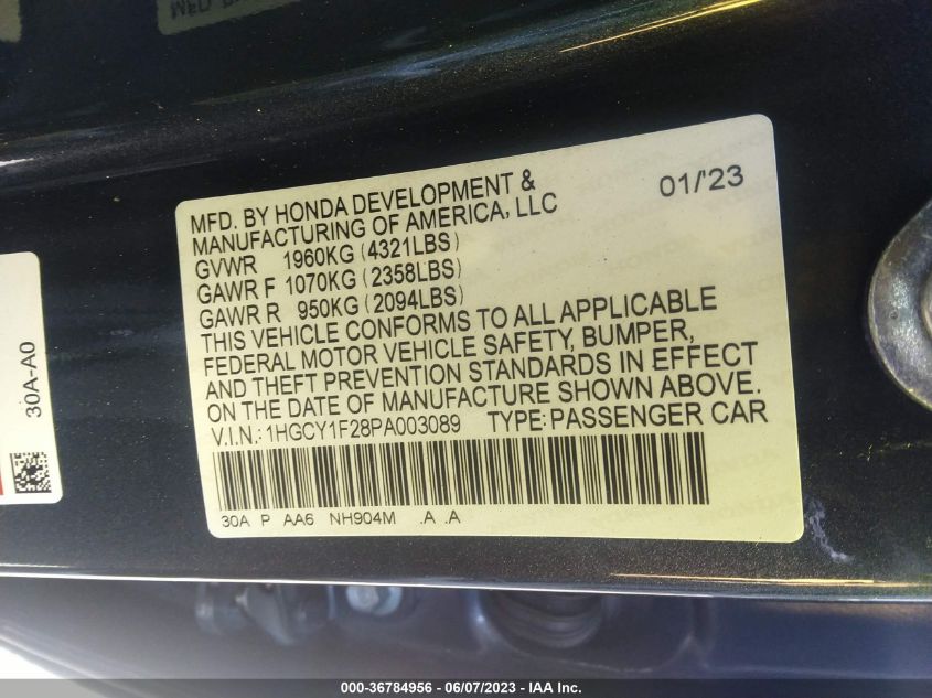 2023 HONDA ACCORD SEDAN LX - 1HGCY1F28PA003089