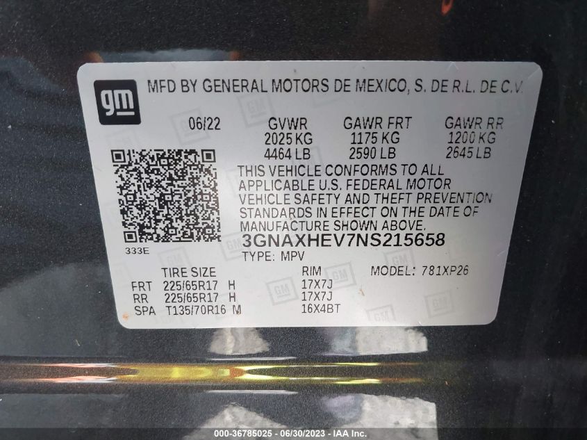 2022 CHEVROLET EQUINOX LS - 3GNAXHEV7NS215658