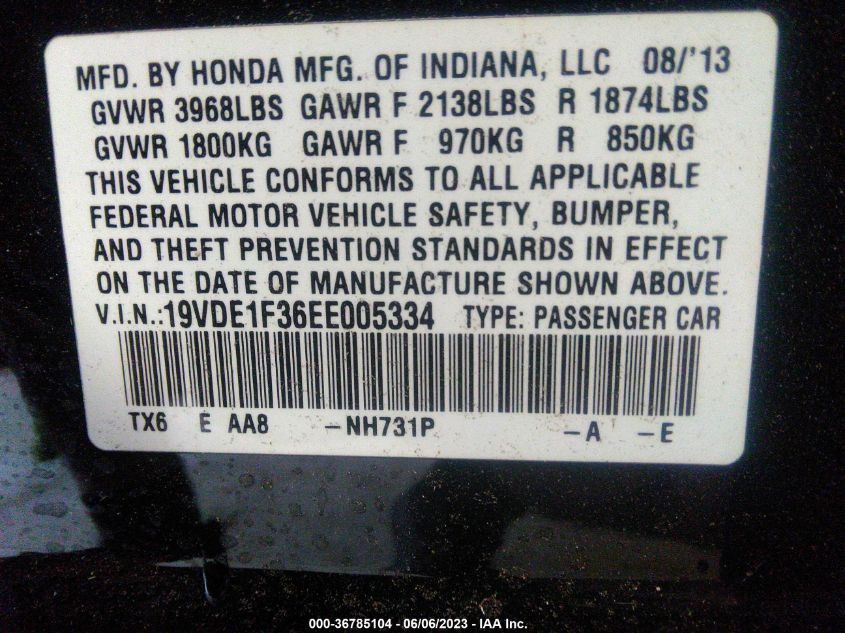 2014 ACURA ILX 20 - 19VDE1F36EE005334