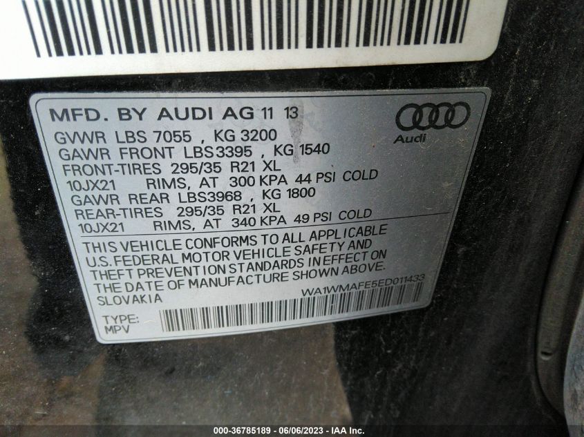 2014 AUDI Q7 3.0L TDI PRESTIGE - WA1WMAFE5ED011433